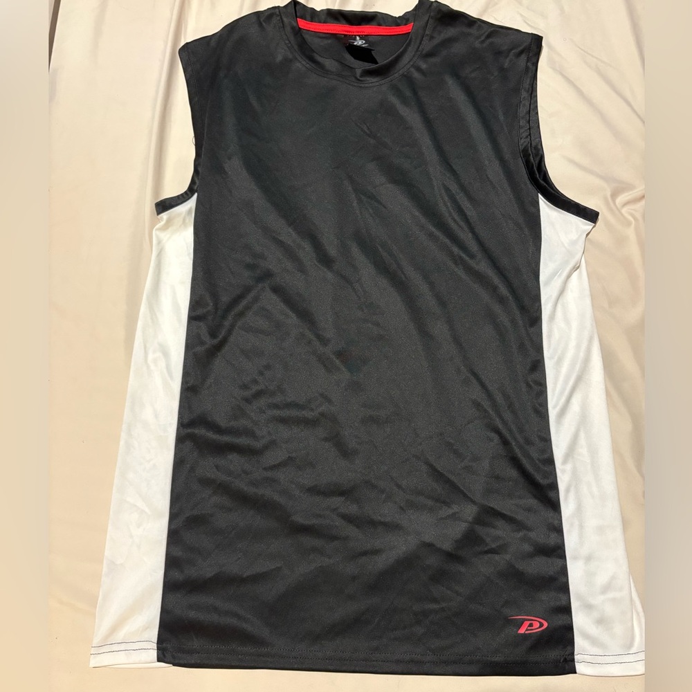 Black and White Sleeveless Athletic Top